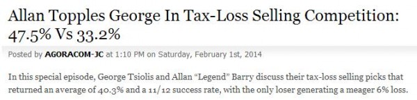 Tax Loss Selling Result Headline